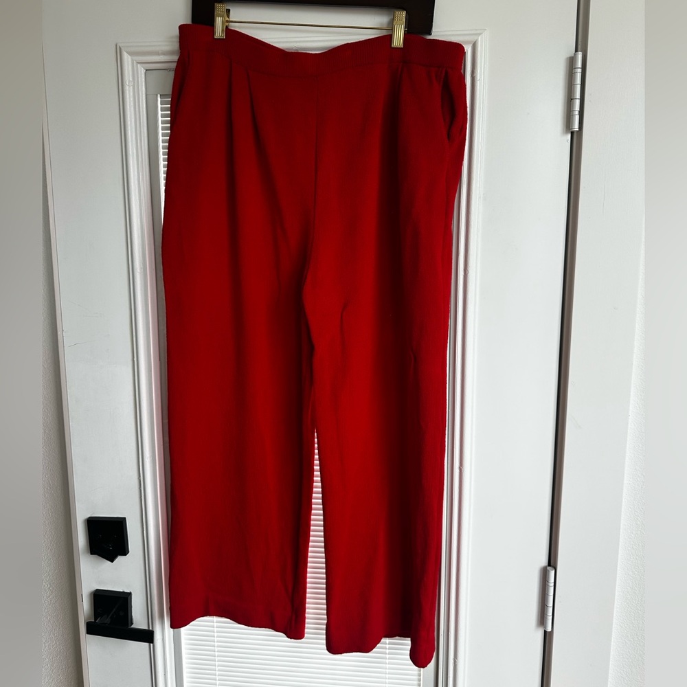 St. John Red Wide Leg Pants